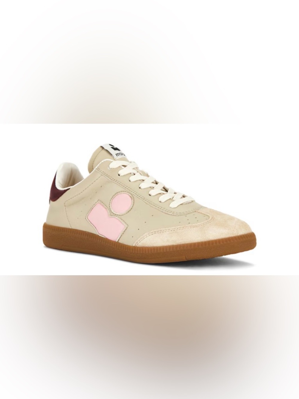 Isabel Marant Beige Pink and Brown Leather Suede Sneakers - Picture 2 of 9